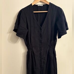 Dex Black Midi Length Dress with Buttons